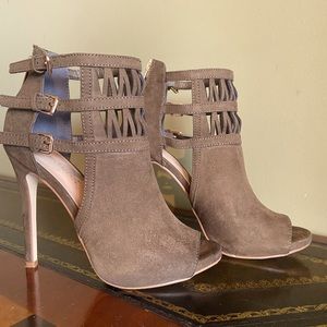 Olive Green Peep Toe Ankle Boots